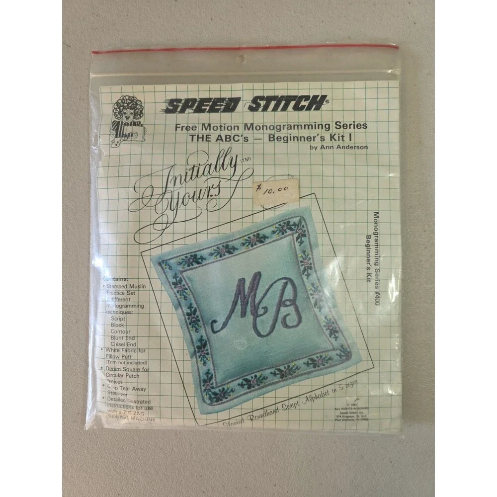 Initially Yours™ Speed Stitch Free Motion Monogramming Kit # 400 w/Towel & More